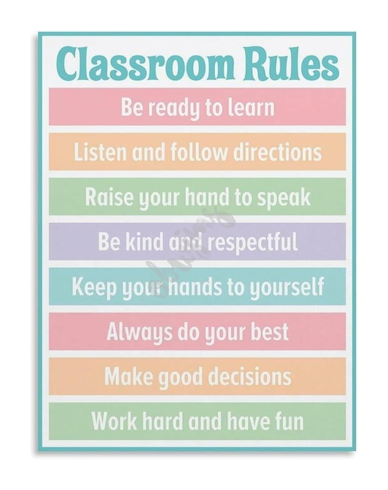 FNYUVNFAF Classroom Rules Poster for School Essential Guidelines Educational Wall-Art for Teacher Student Home Learning Behavior Management
