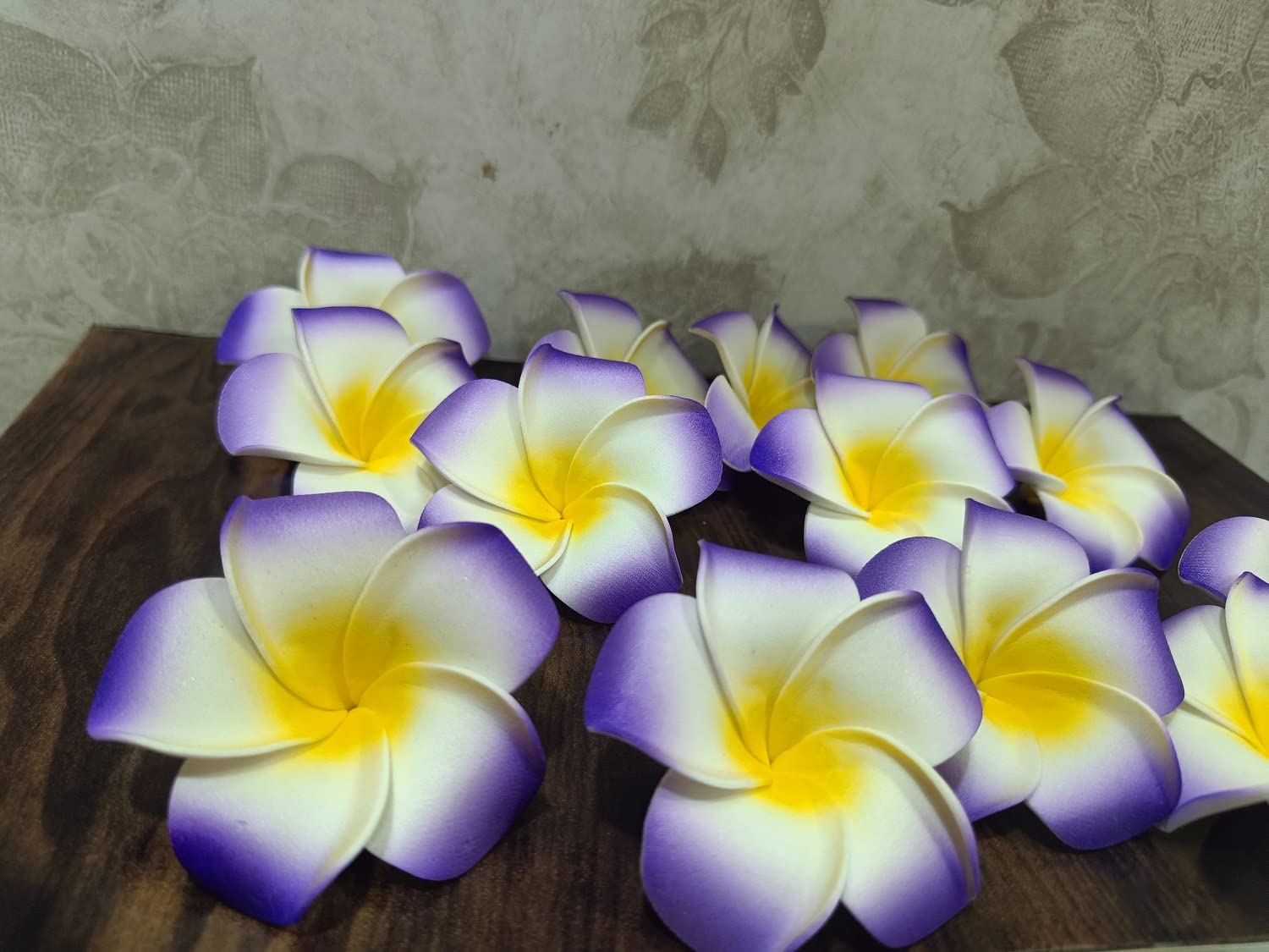 VRB Dec™ Artificial gBig Foam Hawaaii Fake Foam Water Floating Flowers for Pooja Thali, Festival and Events, Home, Table, Badroom, Pooja Room, Diwali Decoration (24, Purple)