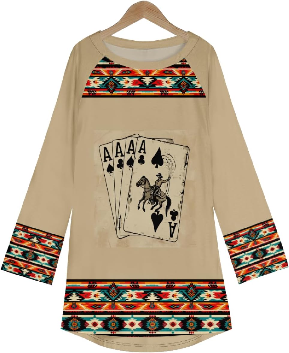 Western Sweatshirts for Women Native American Aztec Print Pullover Long Sleeve Crewneck Tops Shirt