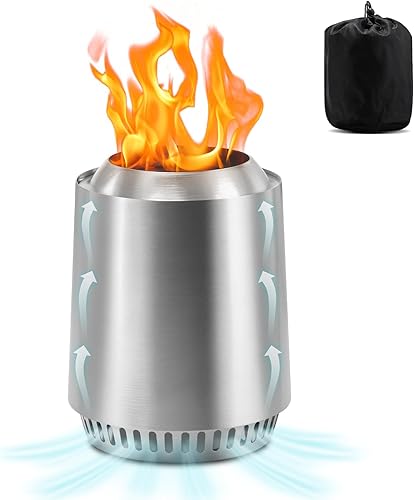 Pozo de fuego de mesa, acero inoxidable 304 de 5 pulgadas, hogueras para exteriores con bolsa de viaje, mini hoguera de bajo humo para exteriores