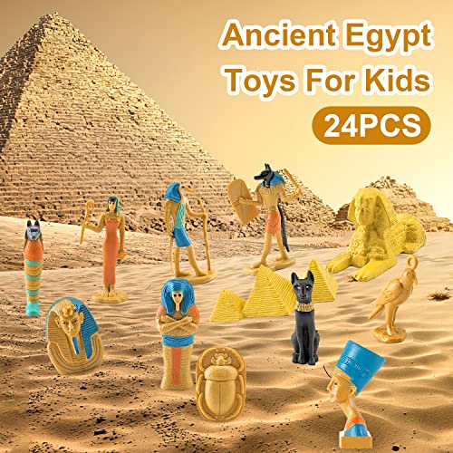 Ancient Egypt Model Toys For Kids Egyptian Figurines Pyramid Mummy Egyptian Toys Realistic Pyramid Sphinx Figurine Toys Party Gifts For Boys Girls Kids (Pyramid, 24 Pcs) #TOP1