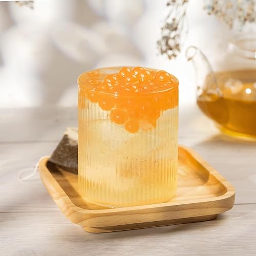 Vista 198 de Tea Zone Popping Pearls. Popping Boba, perlas negras con jugos saborizados, frasco de 7 Lb Azul (Arándano)