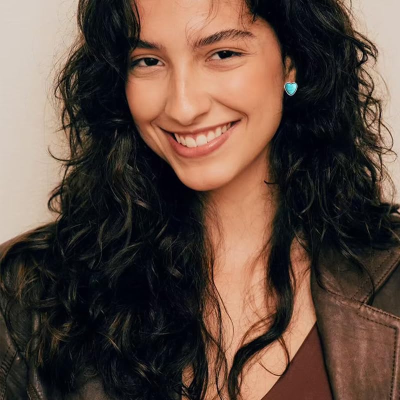 9-20 Pairs Turquoise Stud Earrings for Women Bohemian Western Gemstone Oval Round Flower Square Turquoise Earrings Statement Ethnic Boho Jewelry - Image 3