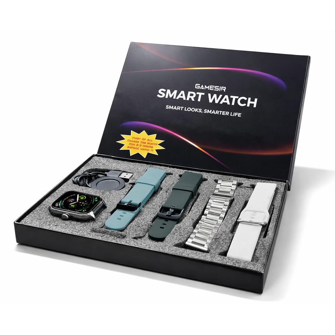 GameSir H9 Silver Dial Smartwatch Combo 4 Straps - Image 1