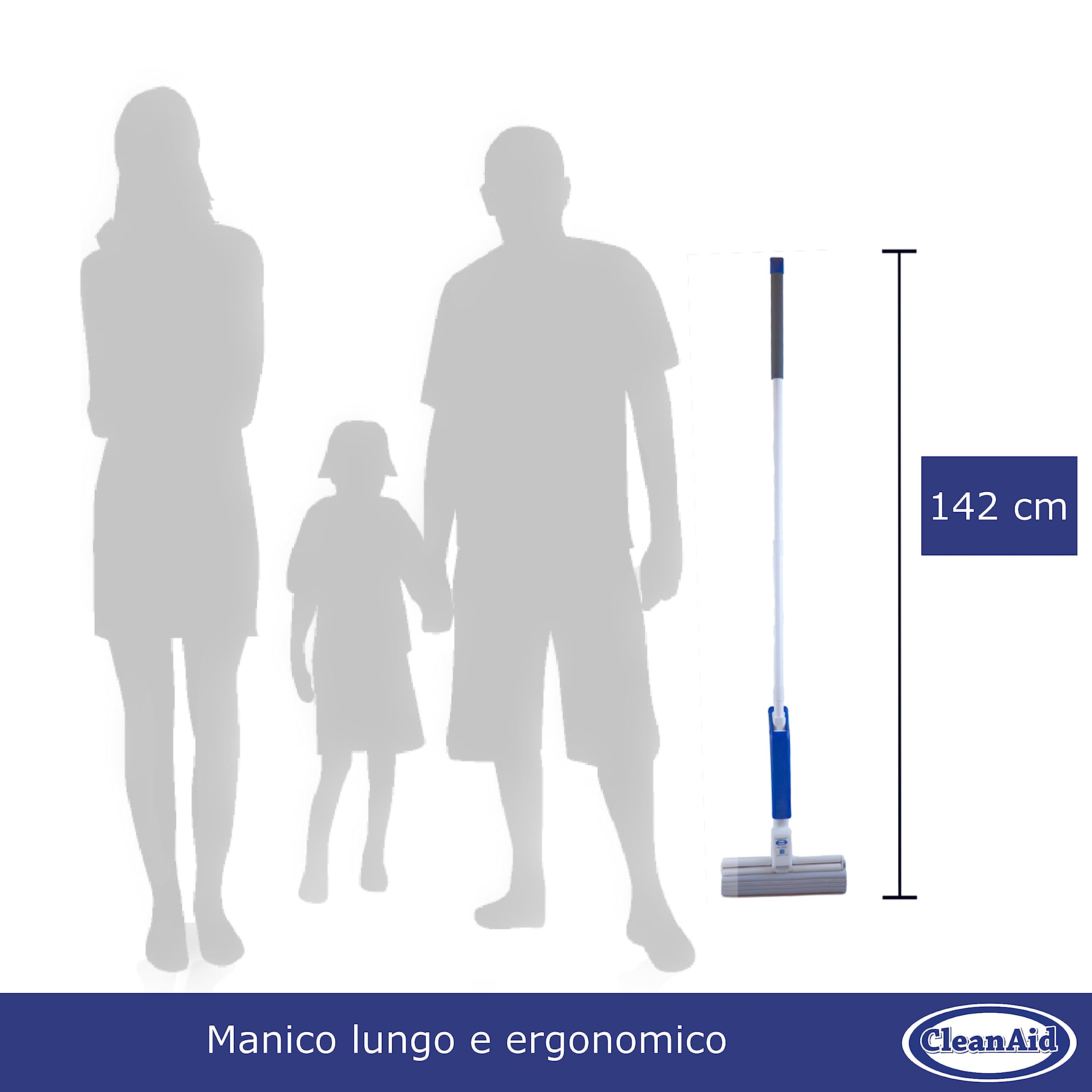 OneTouch Magic CleanAid, scopa mocio in PVA, ultra assorbente, permette di pulire i pavimenti senza bagnarsi e sporcarsi, ideale per tutte le superfici lisce