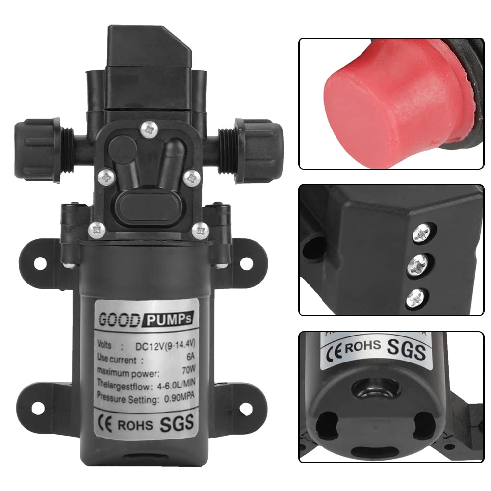 DC 12 V 0,9 MPa 4-6 l/min wysokociśnieniowa membrana wodna 70 W pompa samozasysająca