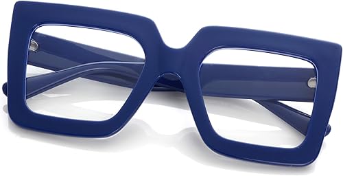 Miniatura 5 de Kursan Lentes cuadrados de gran tamaño para mujeres y hombres, lentes de bloqueo de luz azul con marco grande (azul)