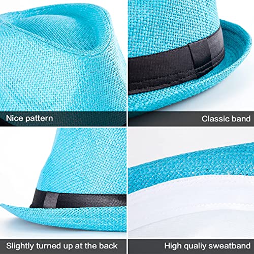 Image of LADYBRO Straw Trilby Fedora Hat for Men Women 1920s Wool Felt Panama 7 1 /4
