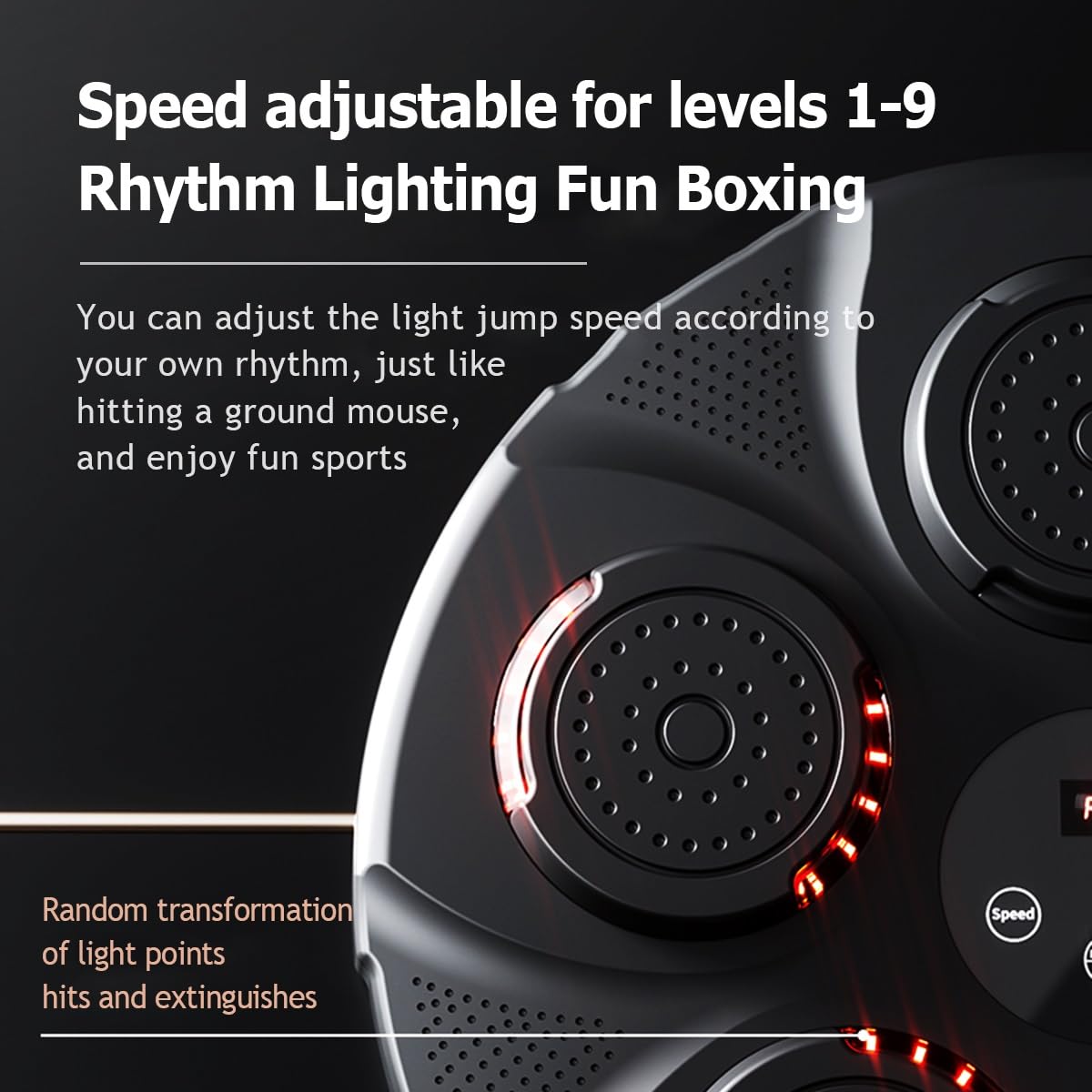 Bersaglio da muro per boxe elettronico Smart Music Boxing Machine con luci a LED Pratica e ricarica USB per allenamenti domestici amatoriali Bersaglio da muro per boxe (Colore: Black Boxing Machine)