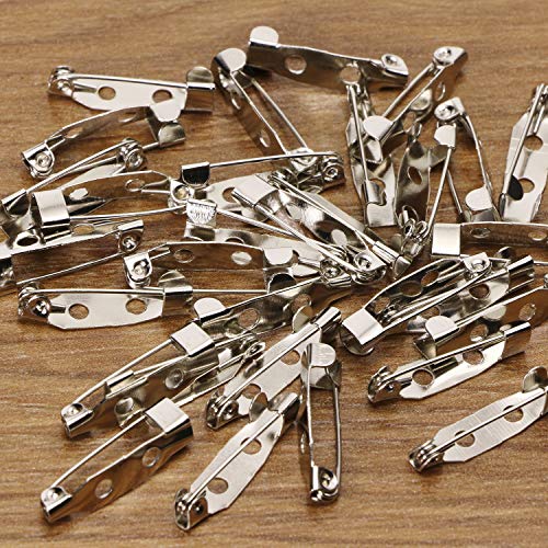 Shapenty 30Pcs Locking Pins Backs Safety Clasp Brooch Badge Bar Jewelry Pins For Diy Craft Name Tags Toy Ribbon Corsages Costume Jewelry Making Sewing Felt Fabric Baby Shower Wedding (Silver, 20Mm) #TOP1