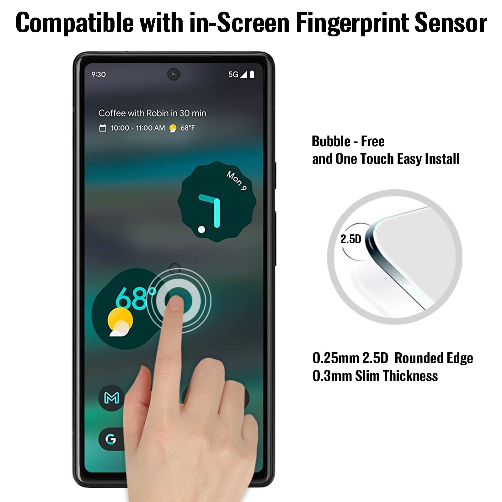 Moex ShockProtect – Vetro Temperato Per Google Pixel 6a (2 Pezzi) – Durezza 9H, Antigraffio, HD Ultra Trasparente, Infrangibile - 2