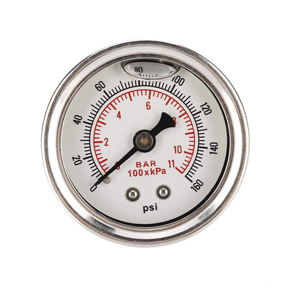 Fuel Pressure Gauge voor Brandstof- en Oliesystemen 0-160 PSI/Compatibel met Carburateurs en Injectiemotoren Vloeistofgevulde Meter met Duidelijke Wijzerplaat