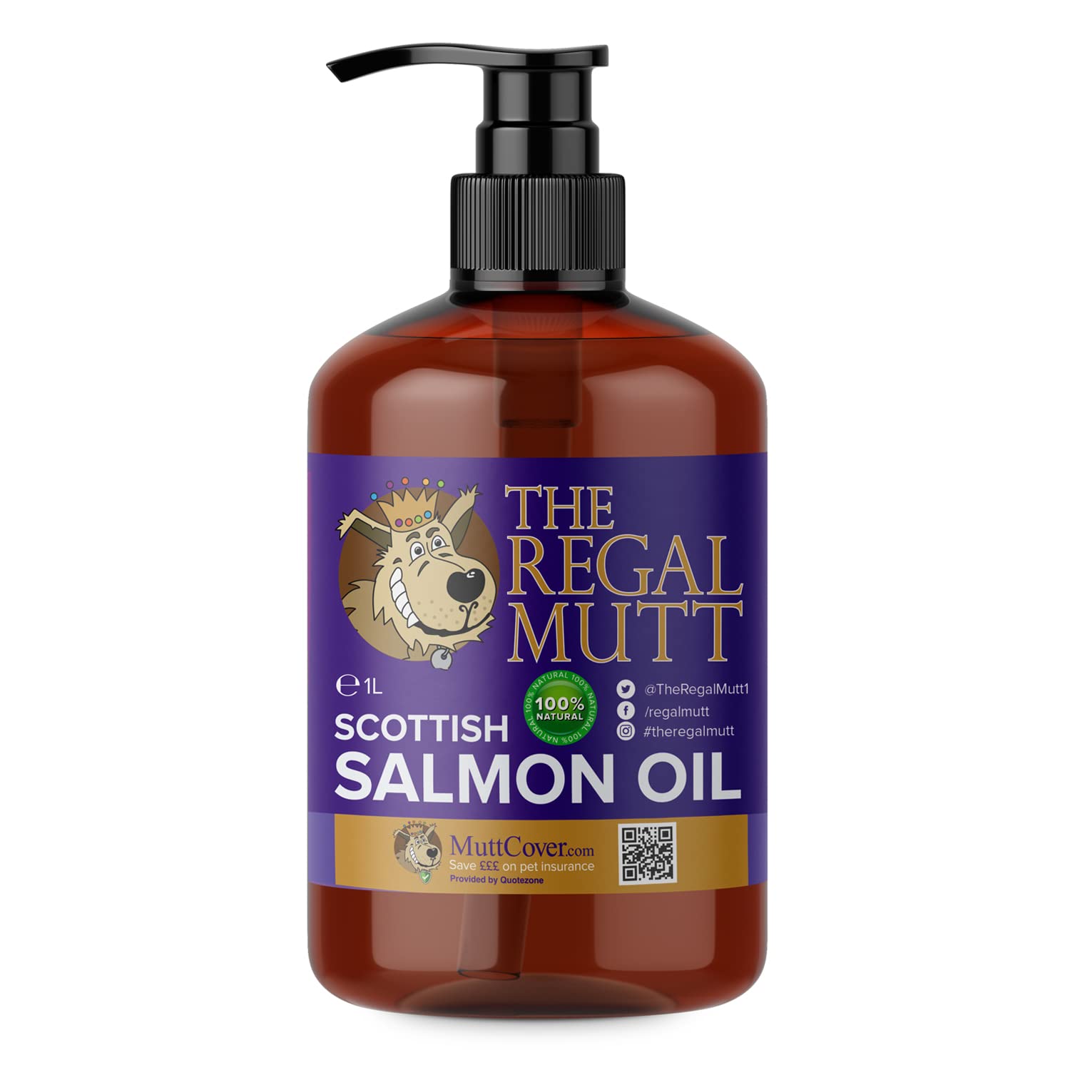The Regal Mutt - Scottish Salmon Oil For Dogs, Cats, Horses, Ferrets - 1 Litre Bottle