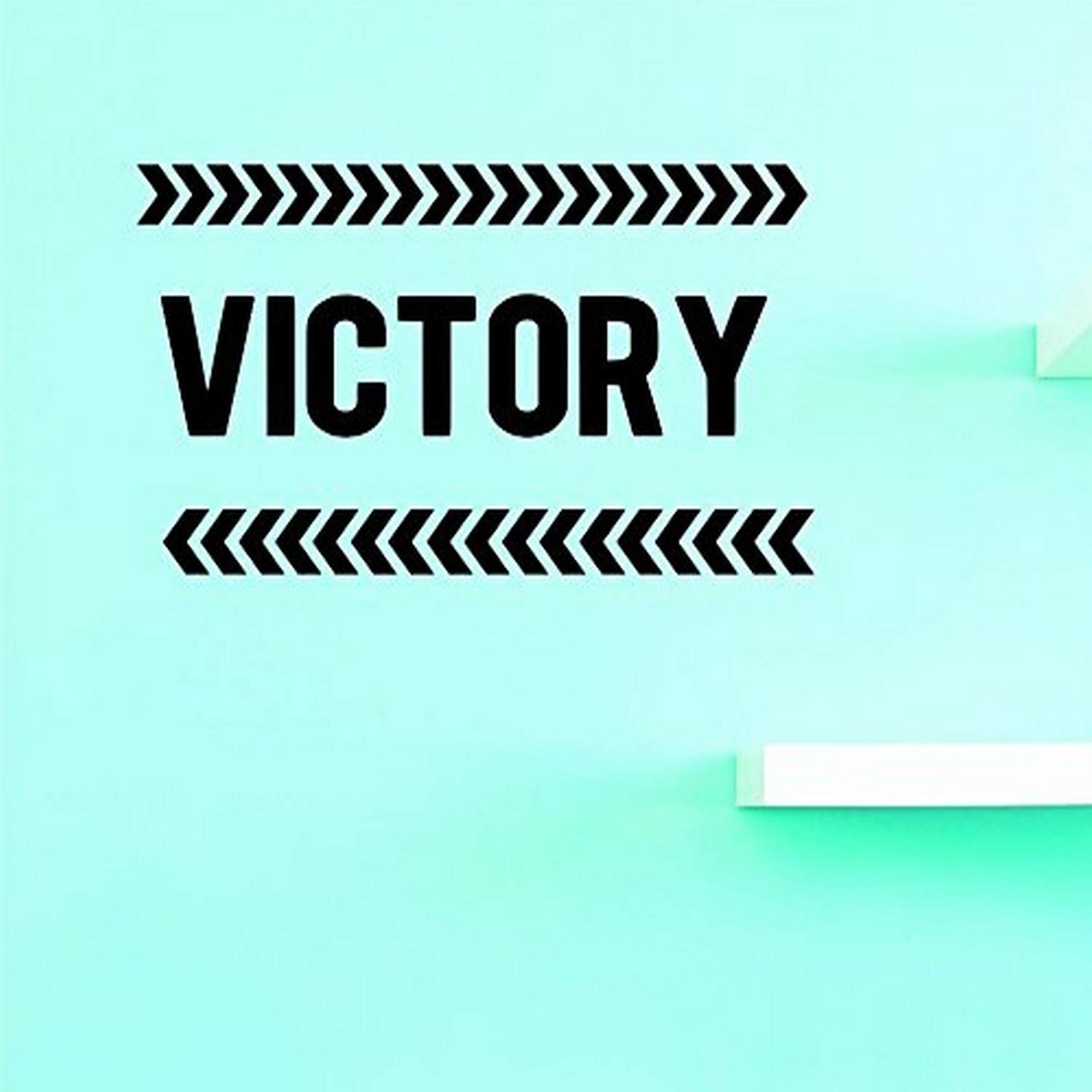 Design With VinylTop Selling Decals Victory Wall Art, 14" x 28", Black