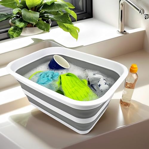 Miniatura 30 de SAMMART Tina plegable de 12 litros (3.17 galones), bandeja portátil de picnic al aire libre, lavabo de lavado portátil, bañera de plástico que