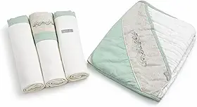 Kit 3 Cueiros 80x80 cm + Toalha de Banho Soft com Capuz 85x85 cm 100% Algodão Enxoval Bebê Macio e Absorvente