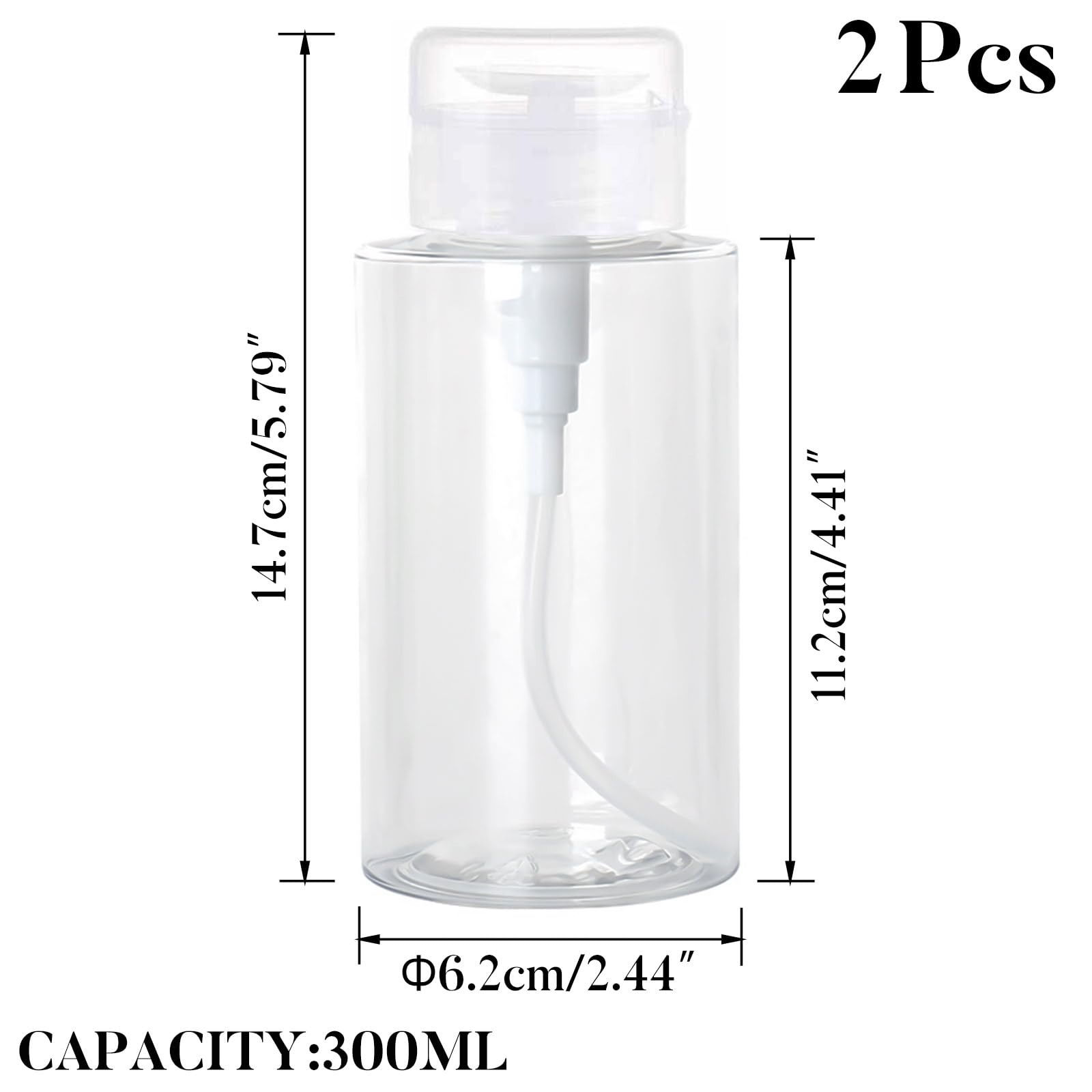 300 ml Dispenser a Pompa, Flacone per Struccante Portatile, 2 Pezzi Vuoto Smalto per Unghie Bottiglie con Erogatore, per Cosmetici e Smalti