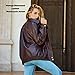 Bello vita Women's Oversized Vintage Distressed Faux Leather Zip Up Biker Jacket Lightweight Spring 2026