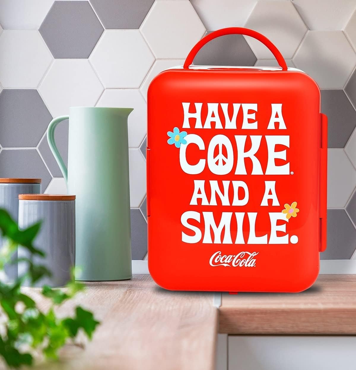 Coca Cola Mini Fridge - Refrigerator for Bedroom Office, Portable Table Top Beverage Cooler, 12V 110V Refrigerador For Drinks, Soda, Wine, Use In Car, Dorm, Outdoor, Patio, 6 Can