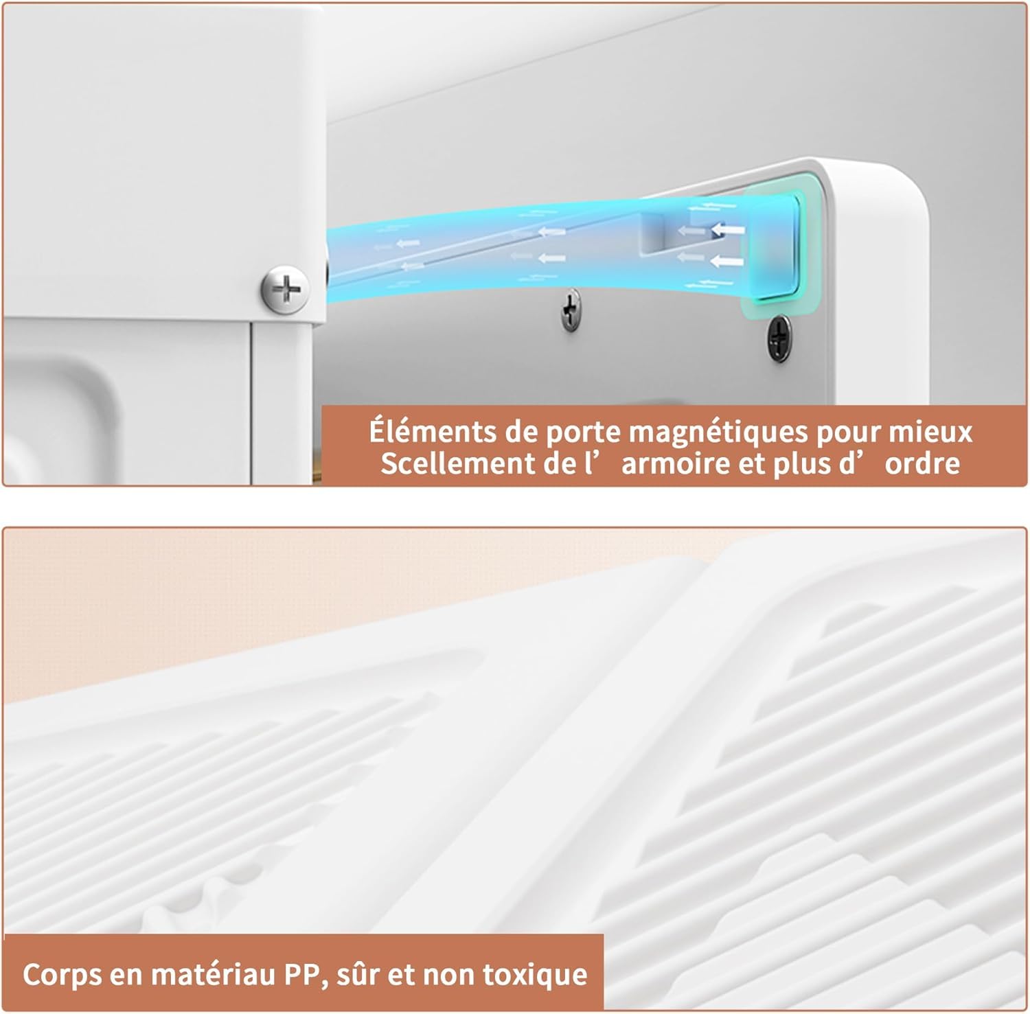 LONELYO Armoire de Rangement,Armoire Pliable, avec Portes,Penderie Portable avec Barre de Suspension, Chambre, Vestiaire, Salle d’étude,Blanc (Armoire Blanche 5×6+1)