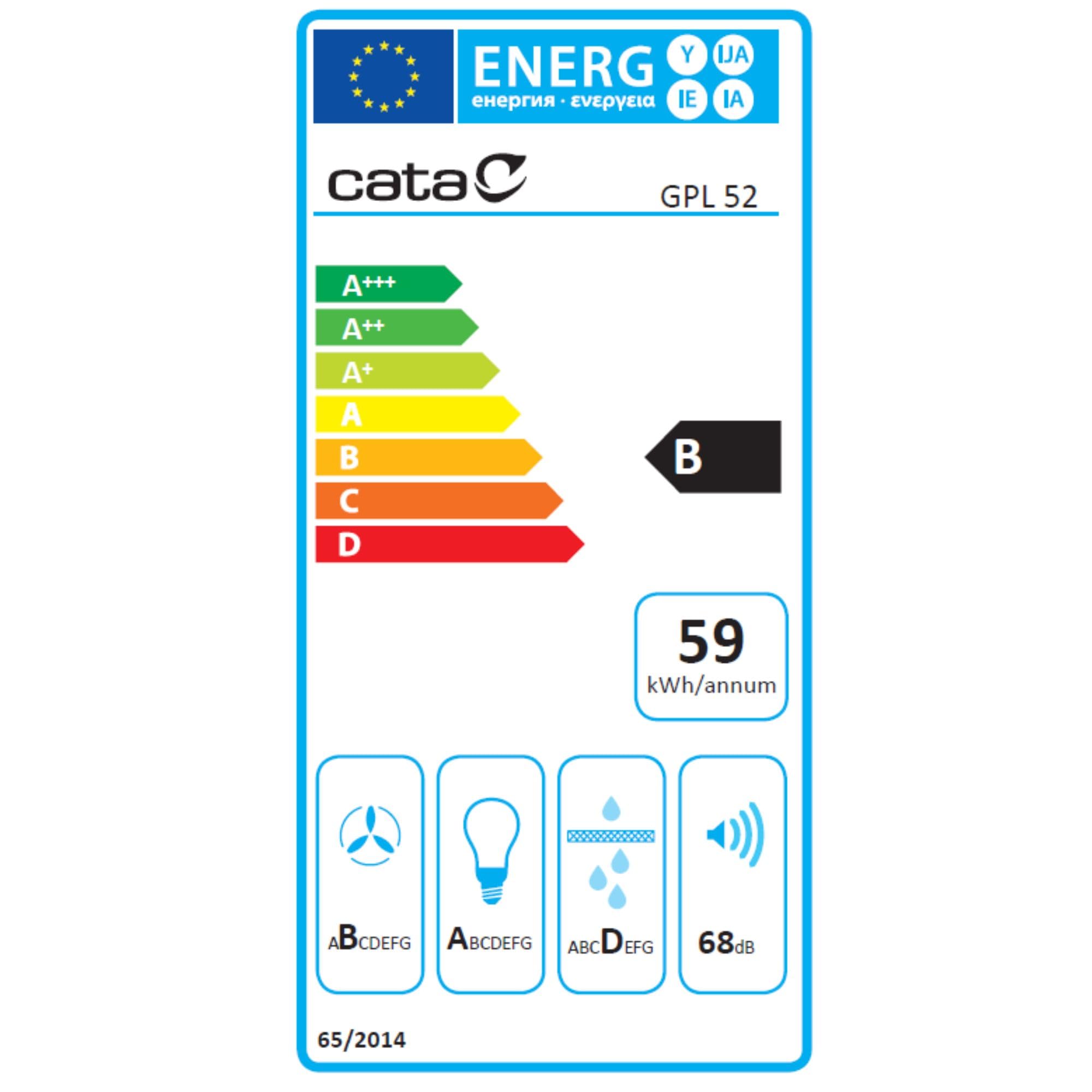 CATA GPL 52 X Grupo Filtrante Integrable de 52 cm, 645 m³/h, 3 Velocidades, Control Electrónico con Display y Temporizador, Extracción Perimetral, Tira LED, Clase B, Acero Inoxidable