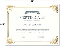 Vista 1 de Fine Stationery Papeles de certificado de pergamino dorado y blanco - Paquete de 25, NO CON LAMINACIÓN, compatibles con impresoras láser e inkjet