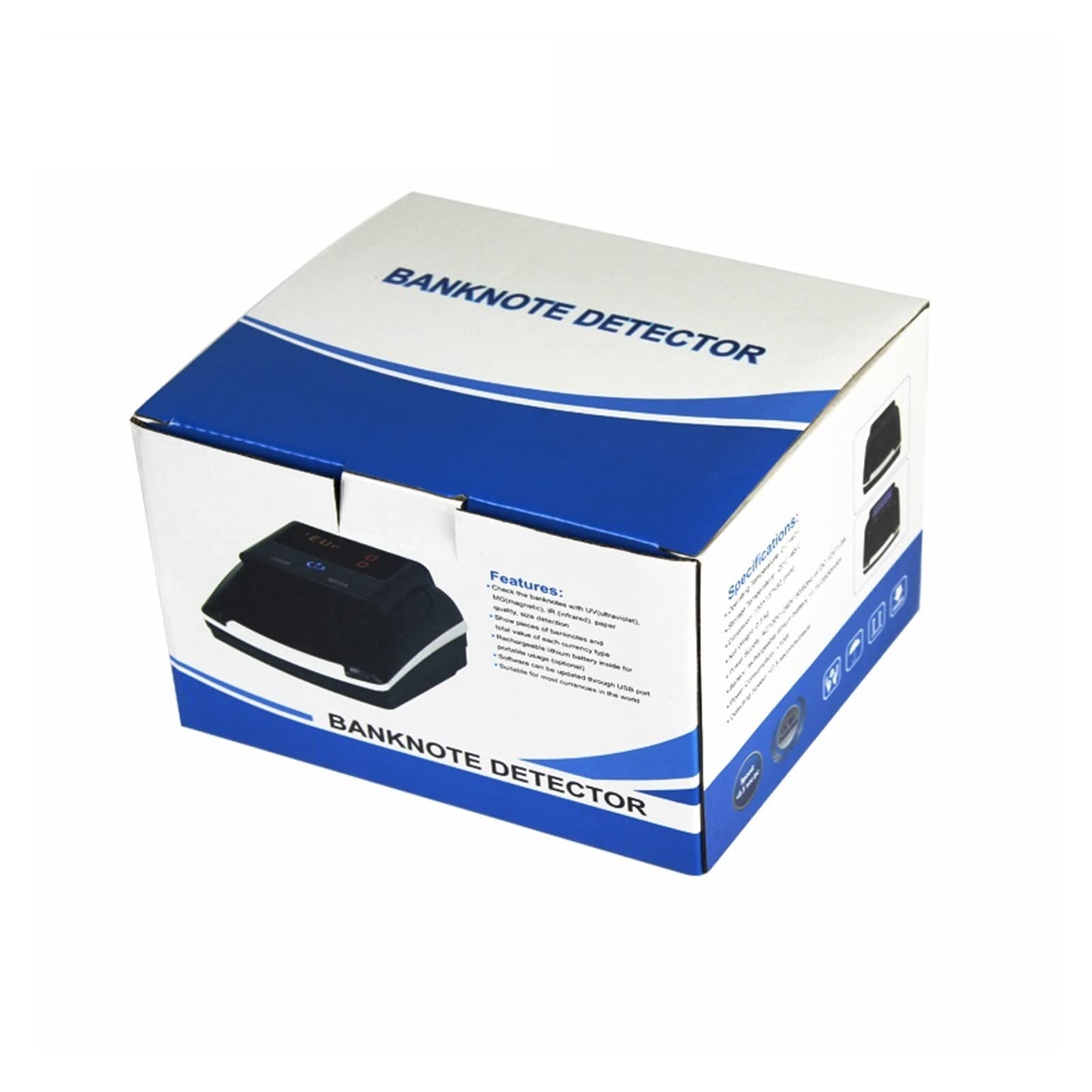 Rilevatore portatile di banconote false in euro e dollari USA, macchina conta-soldi contraffatti, identificazione rapida di denaro contante con display LED(With battery)