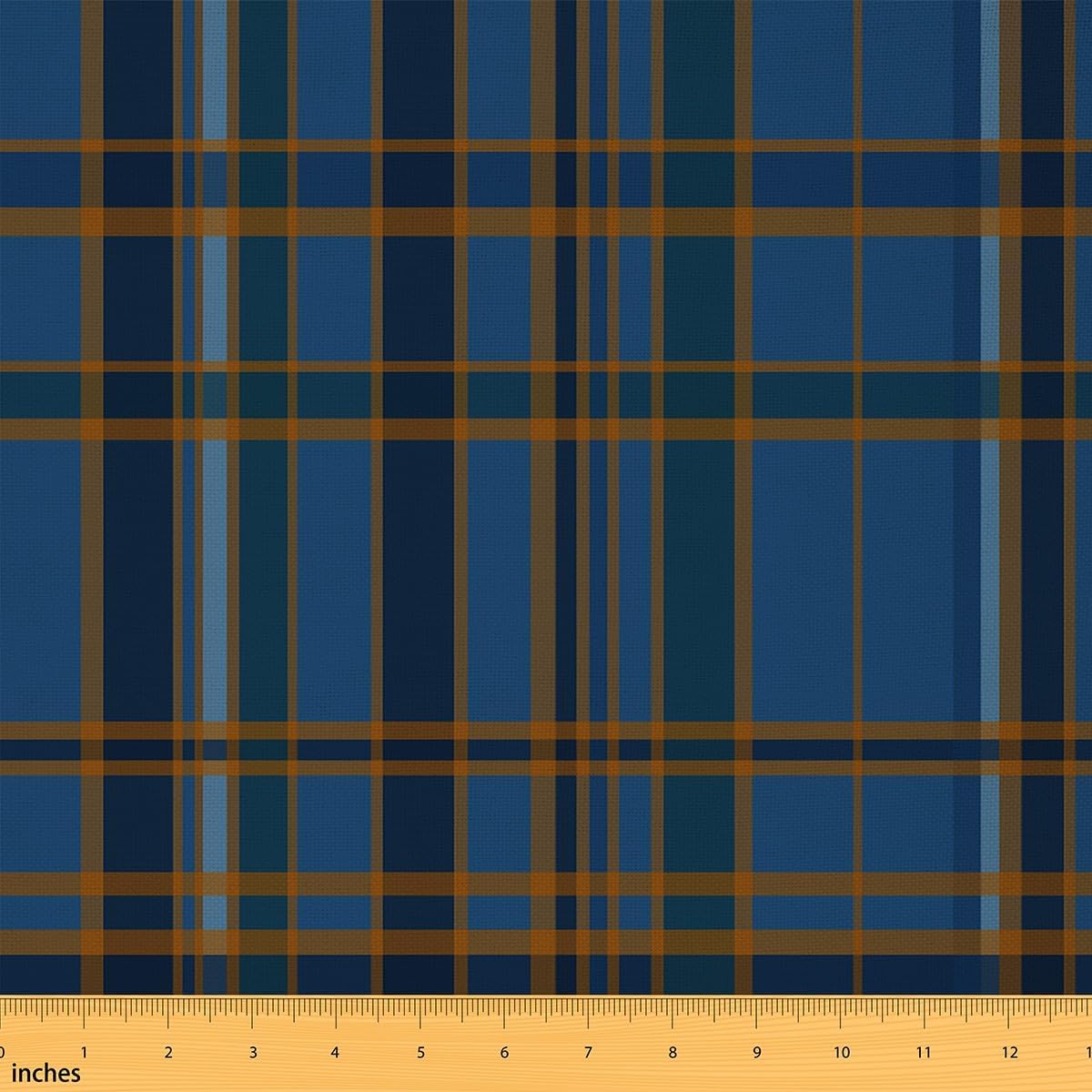 Plaid Fabric by The Yard, Retro Grid Upholstery, Buffalo Check Stripe Decorative - Vintage Geometric Indoor/Outdoor, Orange Blue, 5 Yards