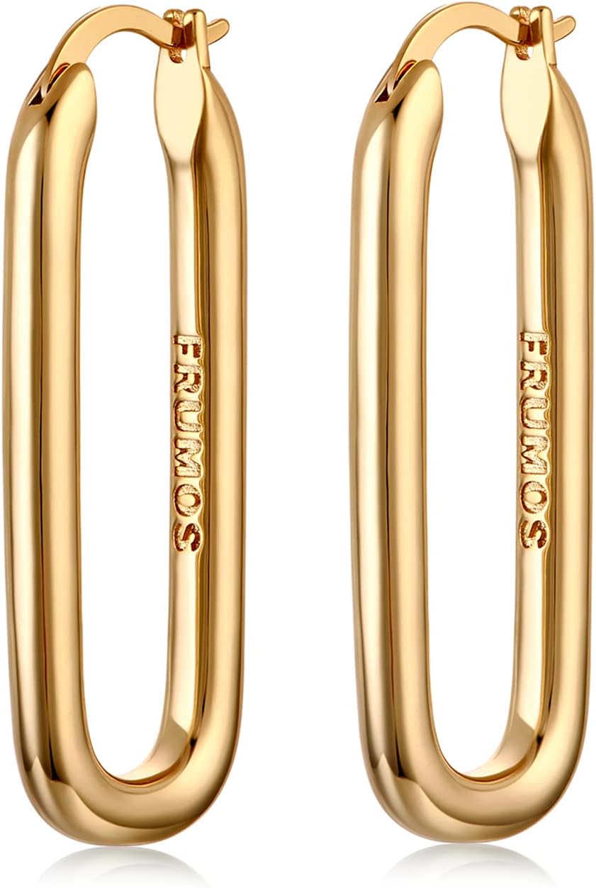 18K Gold Plated Chunky Hoop Earrings for Women Fashion Thick Gold Hoops Set Jewelry for Birthday Christmas Gifts