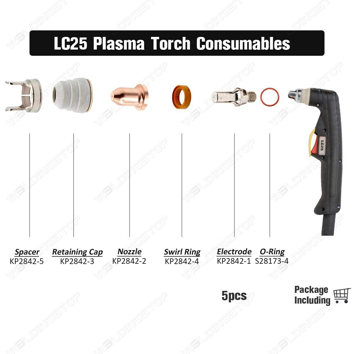 KP2842-1 Electrode for Lincoln Tomahawk 375 Plasma Cutter LC25