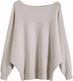 Ckikiou Oversized Boat Neck Batwing Sweater