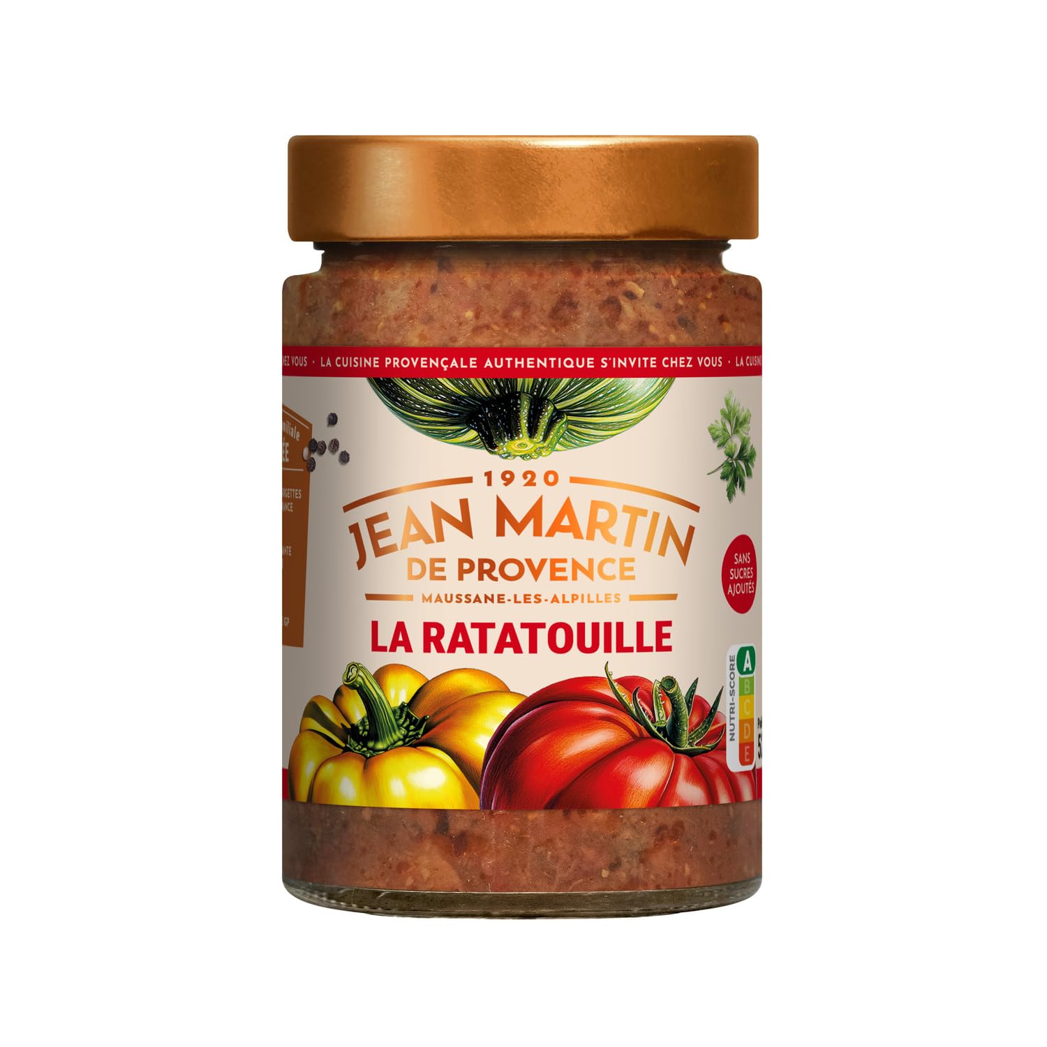 JEAN MARTIN DE PROVENCE Ratatouille Provençale 520 g — Légumes Confits en Bocal Verre, Sans Sucres Ajoutés - Lot de 3