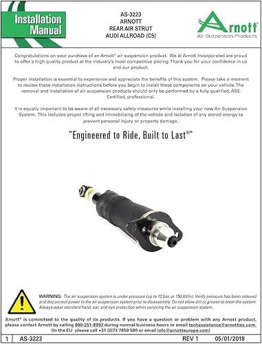 Miniatura 5 de Arnott Puntal neumático trasero -01-05 Audi Allroad Quattro (C5) - Lt/Rt