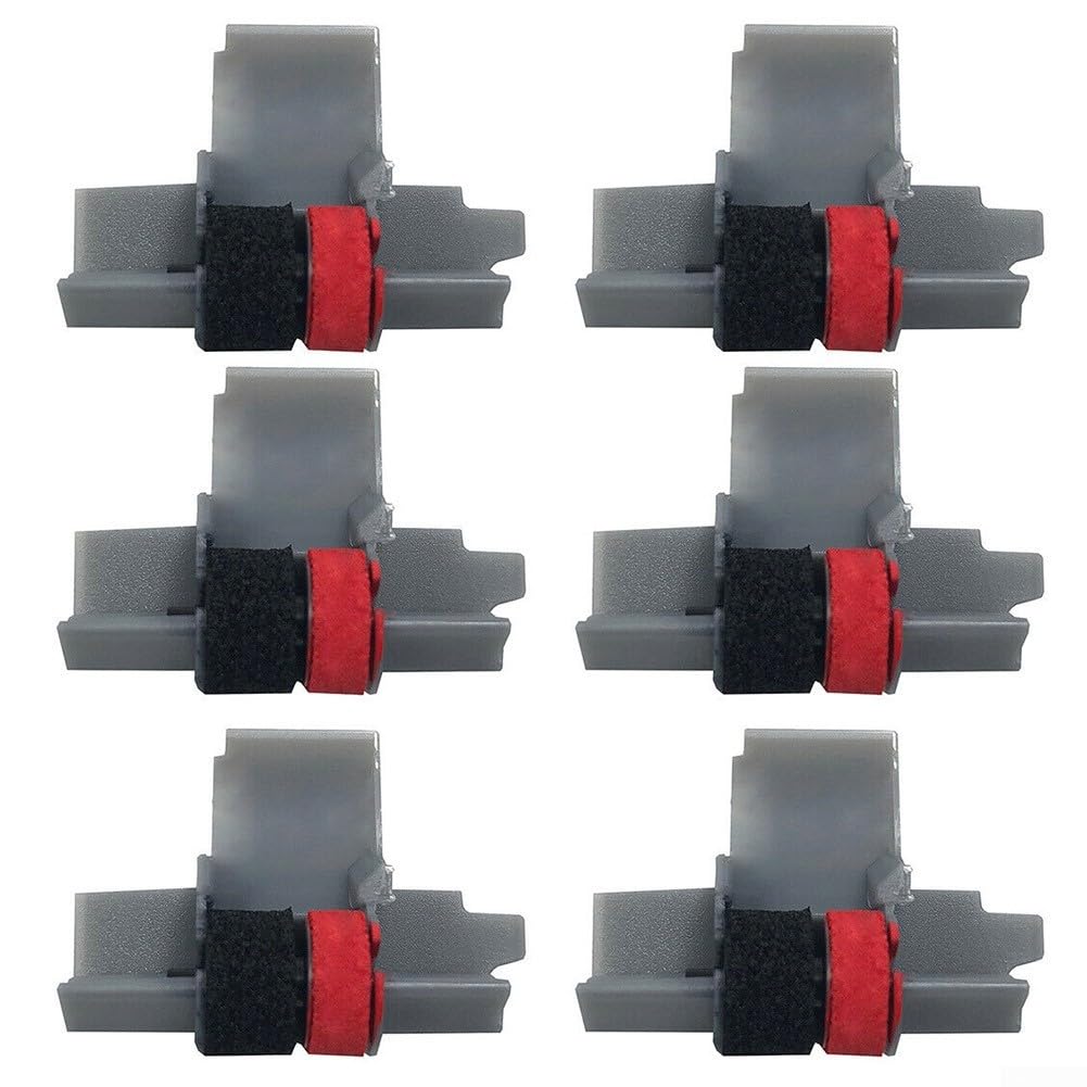 6 Pack IR-40T Calculator Ink Rollers Black and Red Compatible with CX5322DP CX5512 CY2054P M42T Citizen CX123 CX120 EL2626 FR520 HR170L HR120T HR18 HR21 HR110 IR50 515056