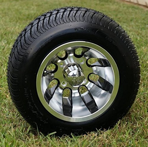 10" Revolver Machined Aluminum Golf Cart Wheels And 205/50-10 Dot Golf Cart Tires Combo - Set Of 4 #TOP15
