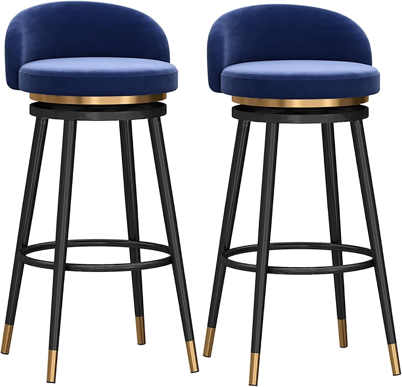 IUokLU Velvet Swivel Bar Stools with Footrest Breakfast Dining Stools for Kitchen Bar Counter Height Bar Stool with Green Seat 65cm(Blue-Seat H75cm)