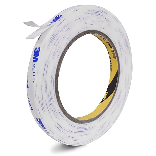 Cinta de montaje de doble cara resistente de 0.39 pulgadas x 16.5 pies, cinta de espuma de polietileno extraíble, cinta adhesiva libre de daños para