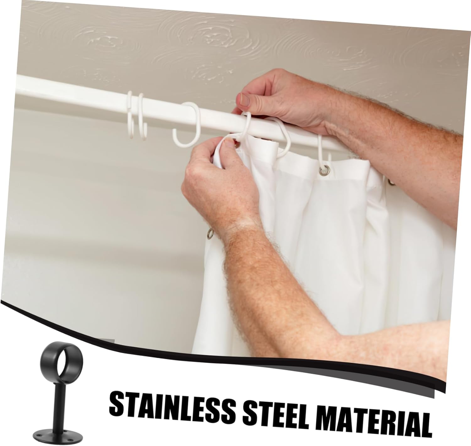 Alipis 16pcs Ceiling Curtain Holder Stainless Steel Curtain Rod Brackets Flange Base Drapery Poles for Easy Installation Bathrooms Kitchens and Closets