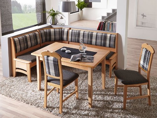 Banco esquinero Tulln de madera de haya lacada en color natural.