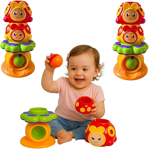 Brinquedo Educativo Joga Bolinha Joaninha Encaixar Monta Desmonta Colorido Brinquedos Para Bebe 1 ano