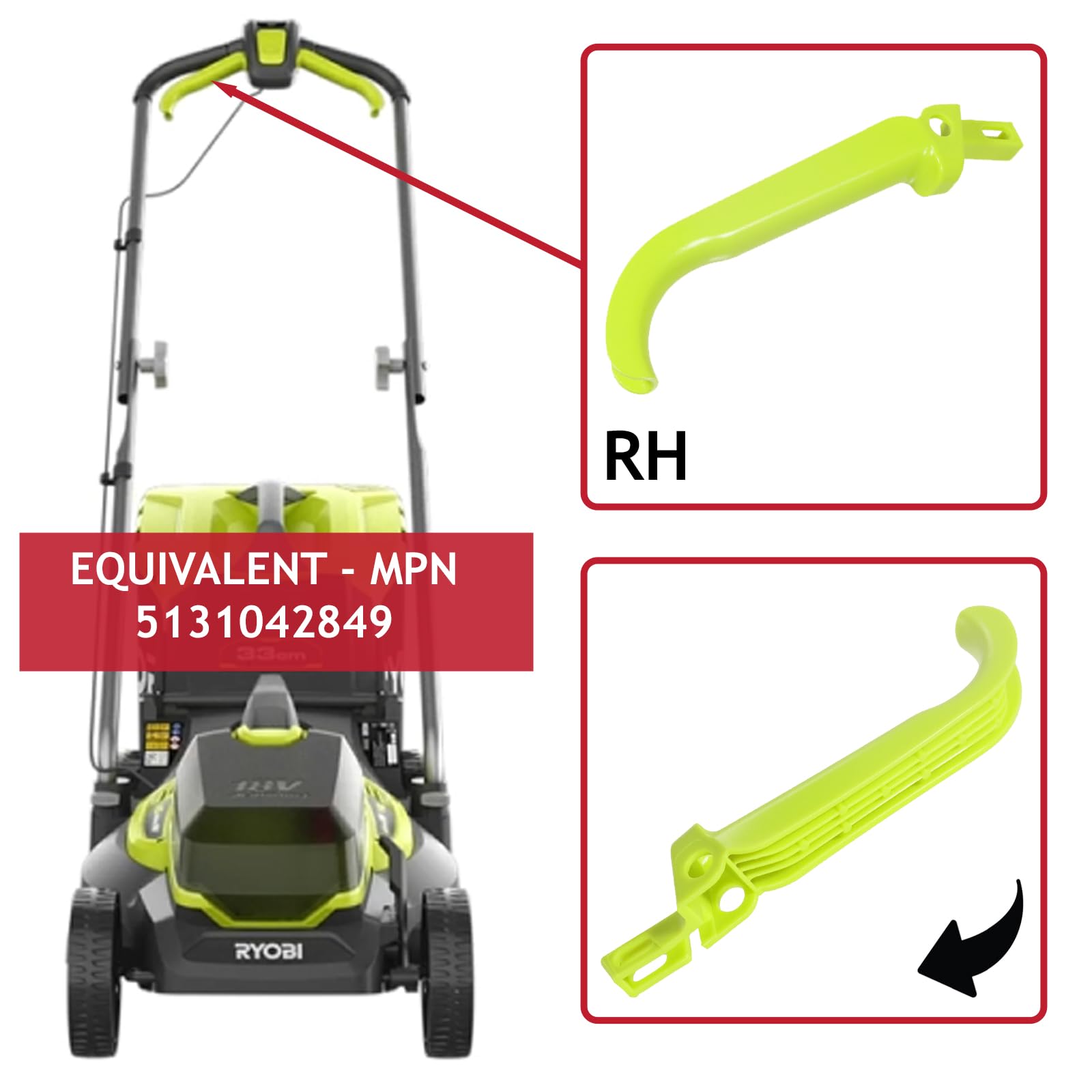 SPARES2GO Dźwignia sterowania przełącznikiem dla Ryobi kosiarki OLM1833B 18 V ONE+ (prawa ręka)