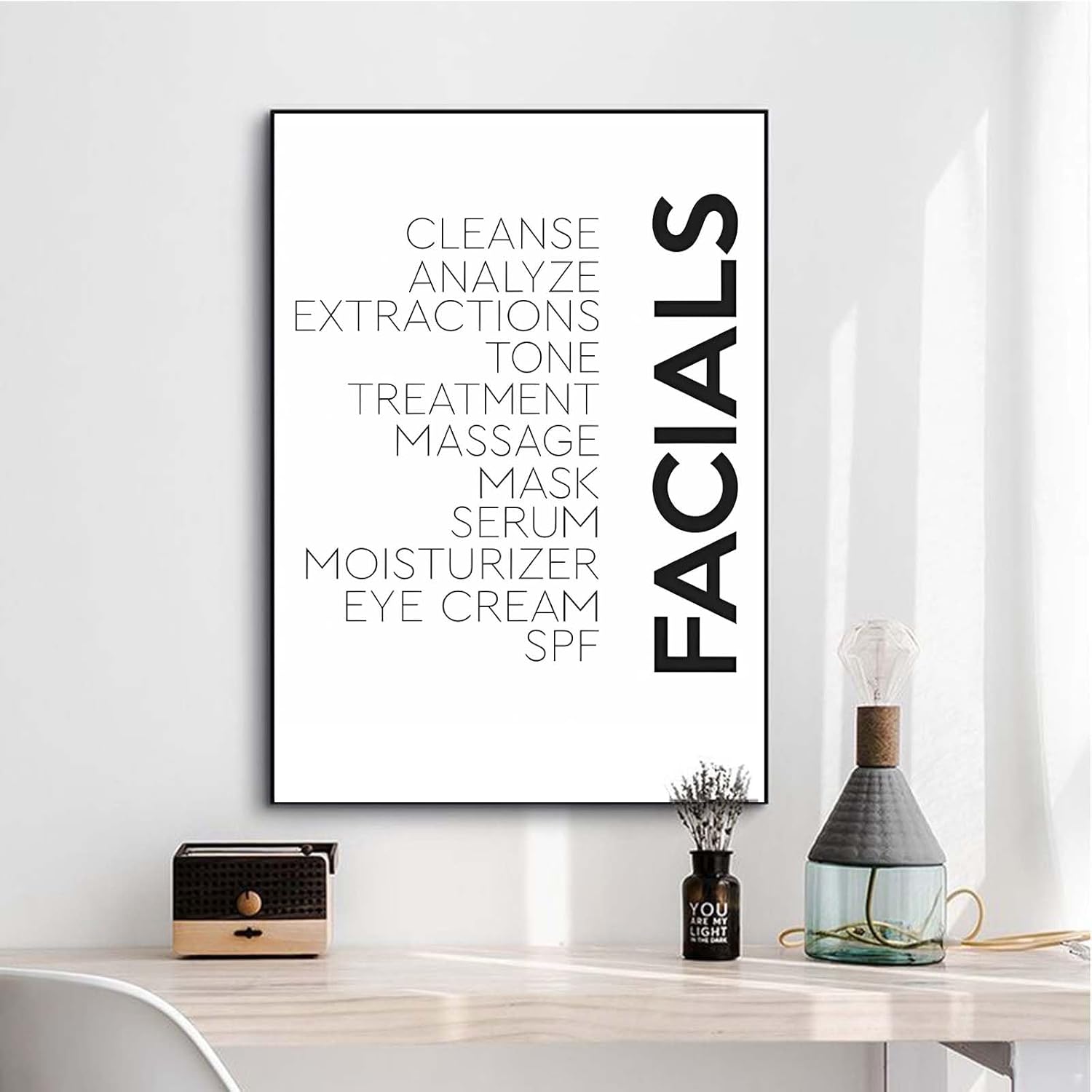 Recrtain Esthetician Wall Art Decor, Aesthetician Definition Canvas Poster Skin Care Spa Quote Wall Art Poster Prints, Modern Painting Spa Beauty Salon Wall Art Decor Minimalist Facial Line Art Wall (Aesthetician, 24L" x 16W", Unframed)
