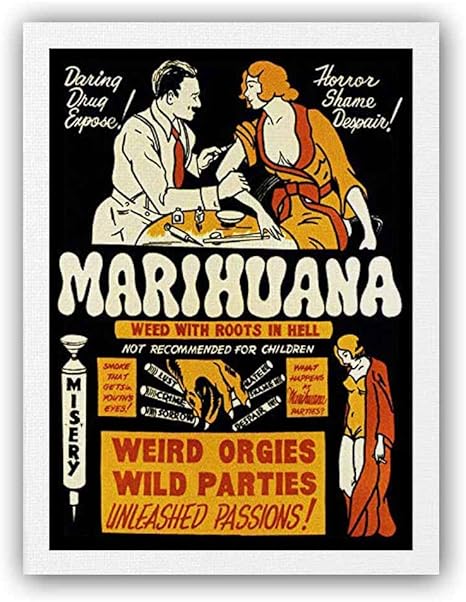 Amazon Co Jp 映画 ポスター プロパガンダ政治薬物乱用マリファナ雑草奇妙なクール ポスター アートキャンバス絵画 インテリアポスター プリント 約90x60cm ホーム キッチン