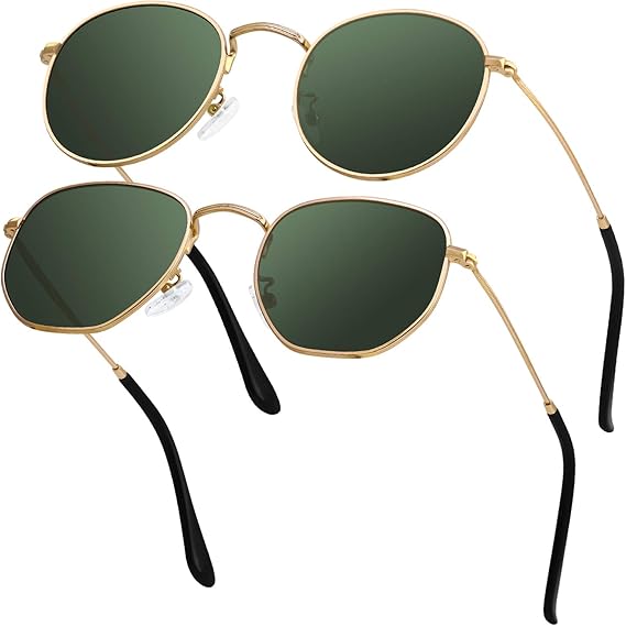 Amazon Grfisia スモールラウンド偏光サングラス 男女兼用 ヴィンテージ 六角形 スクエアサングラス Uv400保護 Us サイズ 2 07 サングラス 通販