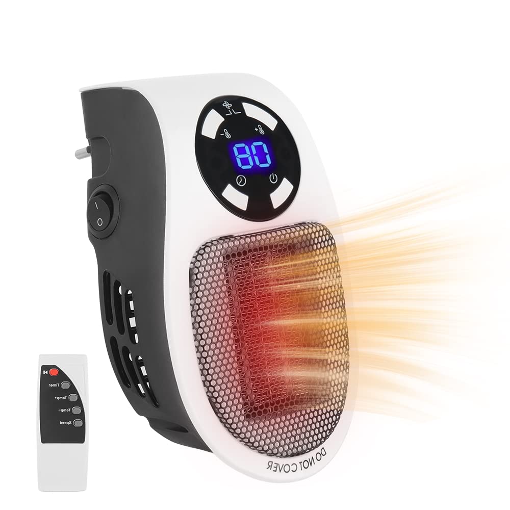 HIULLEN Socket Fan Heater, 500 W Fan Heater, Socket Heater, Mobile Fan  Heater, 2 Ventilation Levels, Mini Electric Heater with Thermostat, Timer  for Office and Bedroom, White : Amazon.de: Home u0026 Kitchen