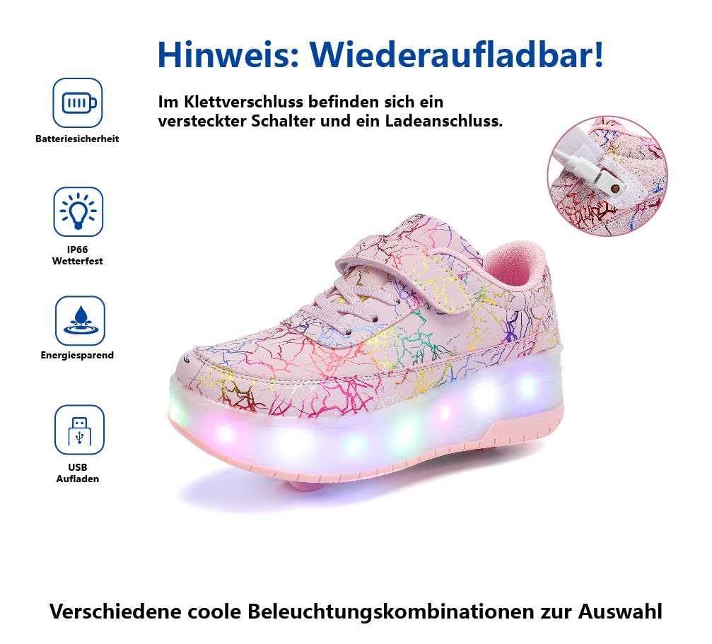 HUSKSWARE Pattini a rotelle, per Ragazzi e Ragazze, con 4 Ruote, Regolabili, con Ruote, Colore Nero, Bianco,Rosa 28-40 EU