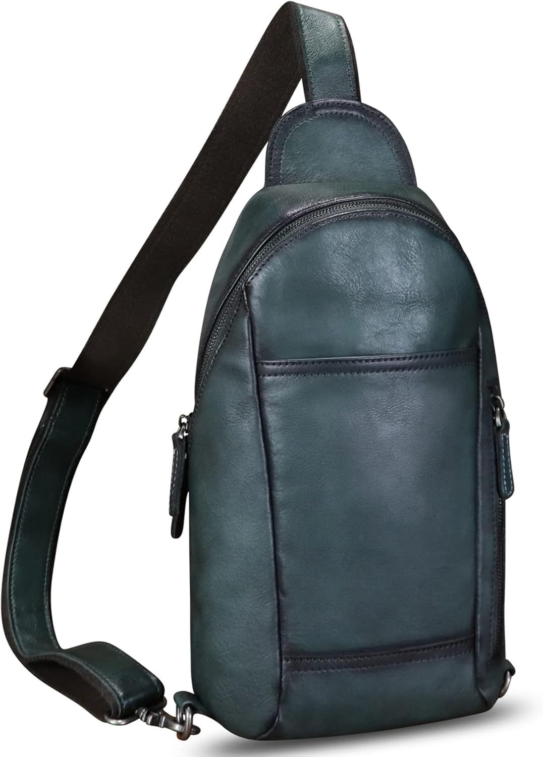 Genuine Leather Sling Bag Handmade Retro Crossbody Sling Backpack Purse Chest Shoulder Hiking Daypack Fanny Pack (Gray)