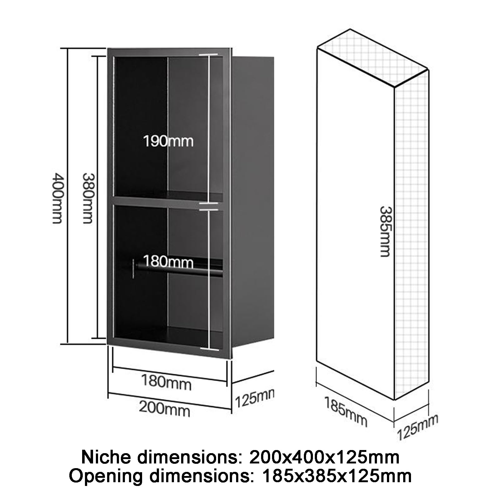 Uchwyt na papier toaletowy ze stali nierdzewnej, wielokolorowy organizer pod prysznic, wbudowana konstrukcja, wszechstronne rozmiary (szary, 400 x 200 x 125 mm) – idealny do łazienki