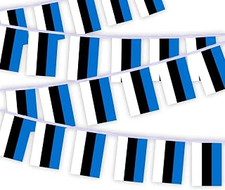 30 PCS Estonia Flag String,32 FT Estonian Bunting,Decoration Banner for Outdoor Indoor Patio Yard Decor