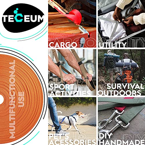 Image of TECEUM 3 /4 inch & 5 /8 inch & 1 inch & 1.5 inch & 2 inch Webbing - 10 25 50 Yards - 40+ Colors - Heavy Duty 1 Inch 1.5 Inch 2 Inch Backpack Straps - Webbing for Outdoors Indoors Crafting DIY